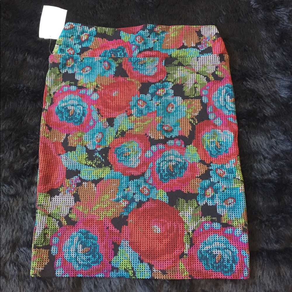NWT Lularoe Cassie Skirt (L) Pink/Teal Floral